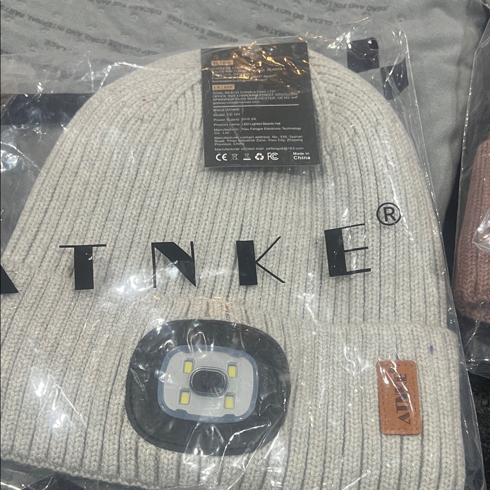 ATNKE LED Beanie Hat in Gray